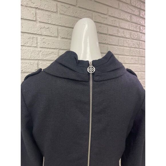 Antonio Melani Woman Navy Tweed Cowl Neck Dress With Sliver Hardware Size 4 - Picture 6 of 12